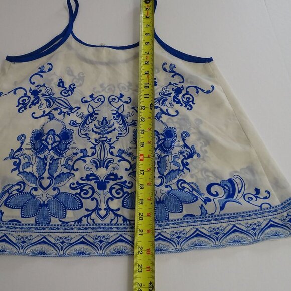 Between Me and You Blue White Sleeveless Sheer Tank Top Cami Women Size S - Picture 8 of 8